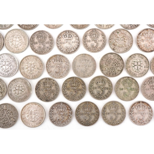 624 - Assorted silver threepenny pieces