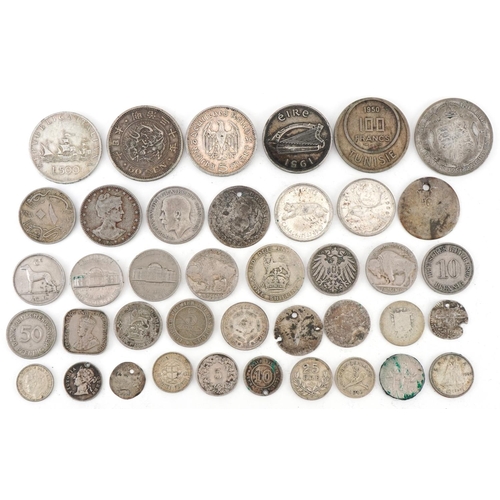 660 - Assorted silver and other coinage including European and Chinese