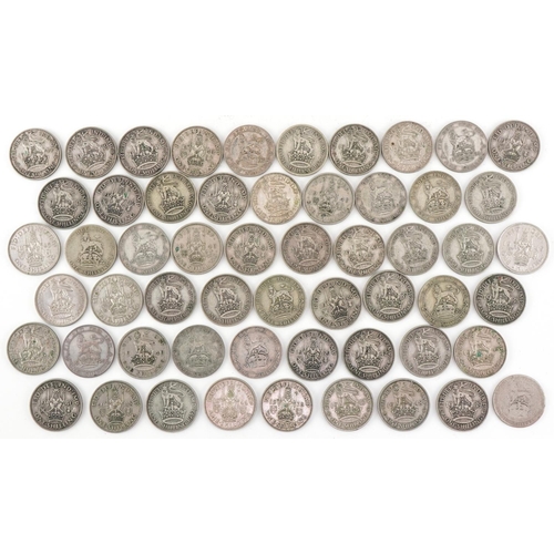 617 - One shilling coins including pre 1947