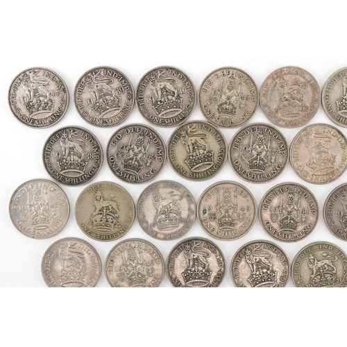 617 - One shilling coins including pre 1947