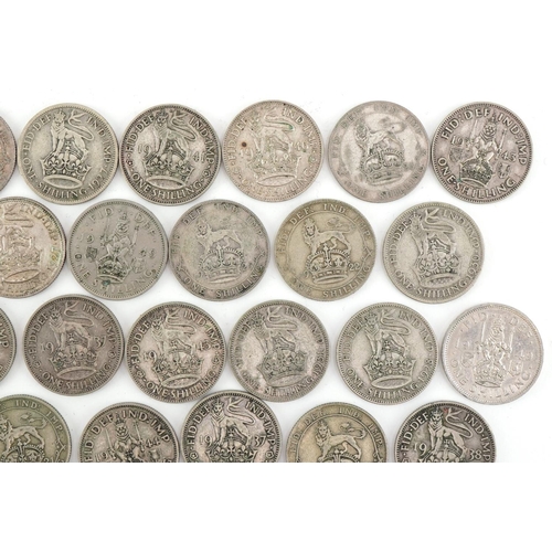 617 - One shilling coins including pre 1947