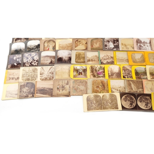 747 - Selection of stereoscopic view cards, some American, including car manufacturing, Europe cards, main... 