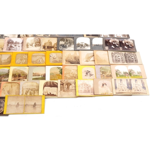 747 - Selection of stereoscopic view cards, some American, including car manufacturing, Europe cards, main... 