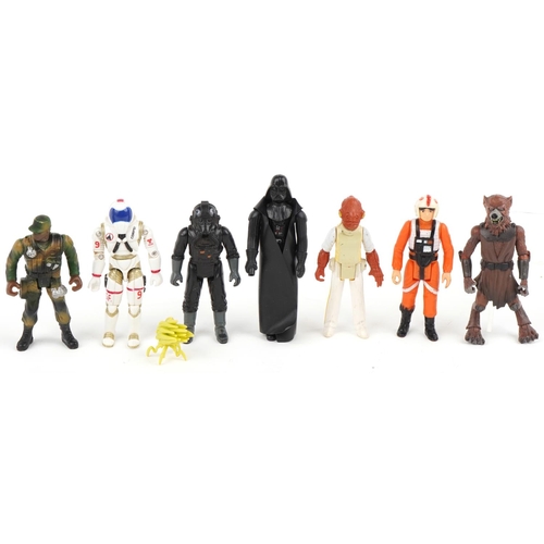 1544 - Selection of Star Wars figures including Darth Vader, the largest 10cm high