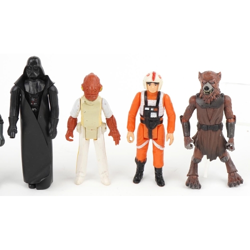 1544 - Selection of Star Wars figures including Darth Vader, the largest 10cm high