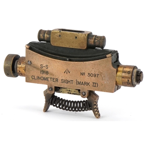 1791 - Military interest World War I clinometer gun sight (sight mark II) dated 1918, numbered 3097, 14cm w... 