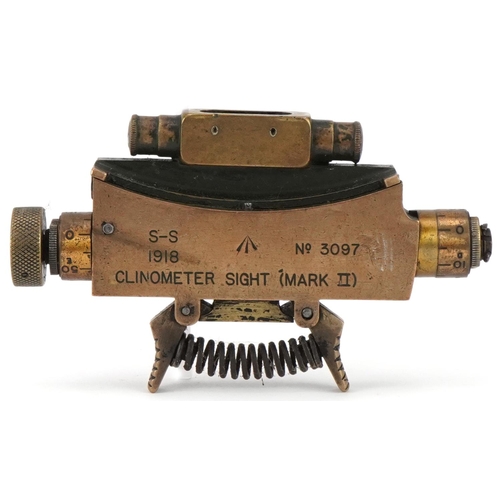 1791 - Military interest World War I clinometer gun sight (sight mark II) dated 1918, numbered 3097, 14cm w... 