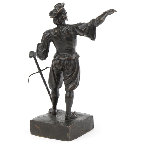 17 - Victorian bronze statue of a hunter possibly by Emile Louis Picault, 32cm high