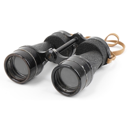 1795 - Pair of military interest Bino Prism number 5 mark I binoculars in a leather case, 21cm high