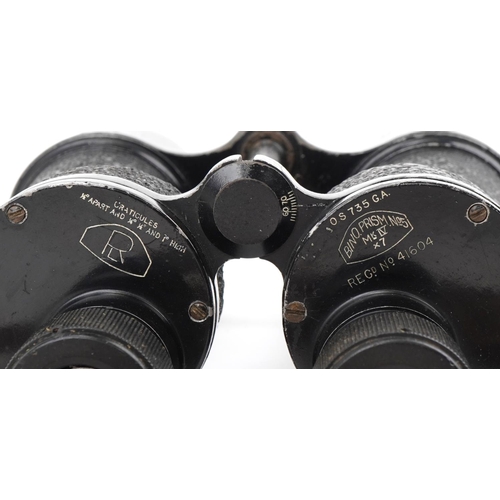 1795 - Pair of military interest Bino Prism number 5 mark I binoculars in a leather case, 21cm high