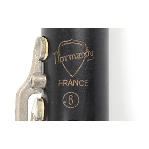 1232 - Cased wooden French clarinet by Normandy