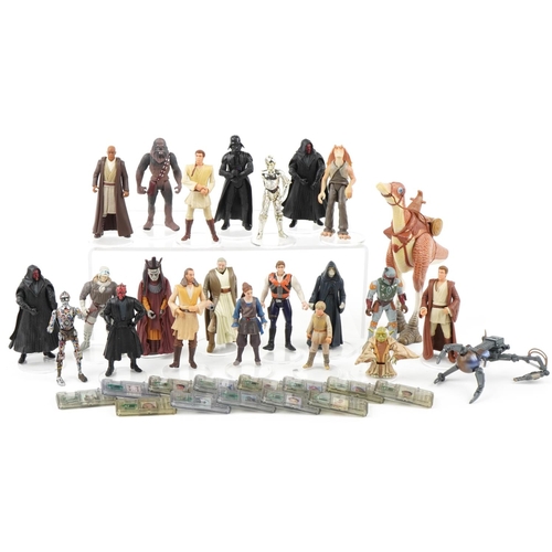 1545 - Selection of Star Wars figures including Chewbacca, Luke Skywalker the largest 19cm high