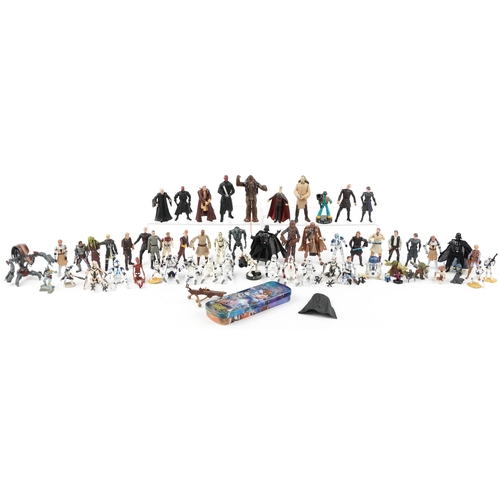 1573 - Large selection of Star Wars figures including Chewbacca and Darth Vader, the largest 14cm high