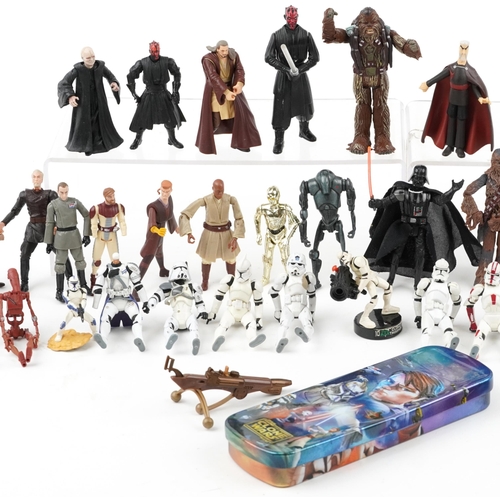 1573 - Large selection of Star Wars figures including Chewbacca and Darth Vader, the largest 14cm high