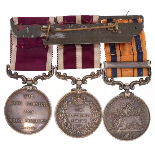 1712 - Victorian British military medal group with Meritorious Service, Long Service and Good Conduct award... 