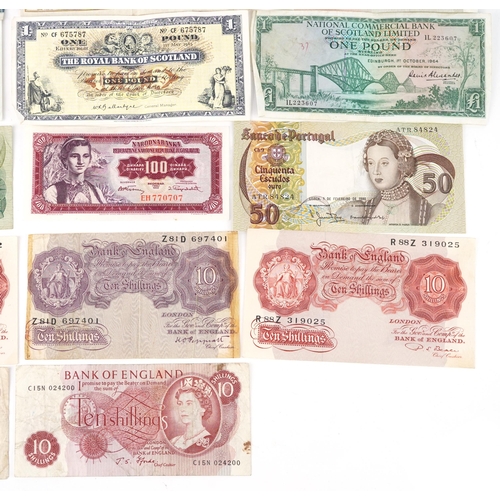 568 - Selection of Scottish, English and French banknotes