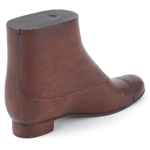 34 - Large early Victorian mahogany snuff shoe, 11cm wide