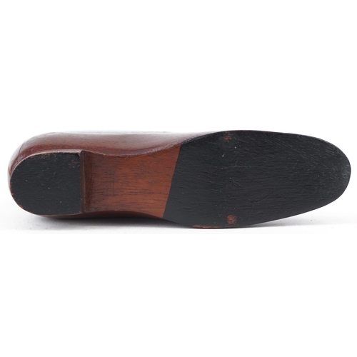 34 - Large early Victorian mahogany snuff shoe, 11cm wide