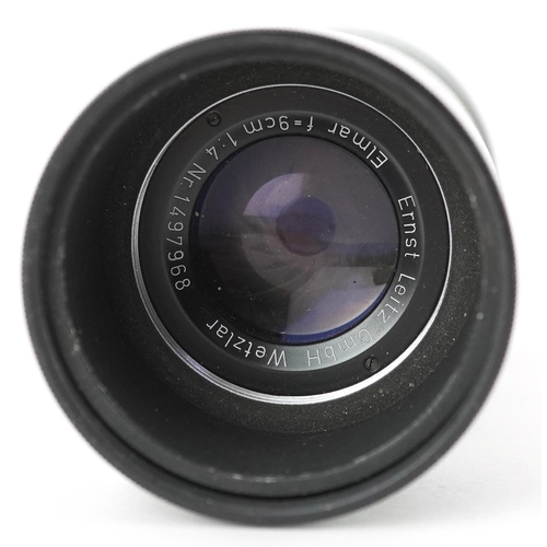 760 - Ernst Leitz Elmar camera lens, F=9cm 1.4 Nr 1497968, 12cm in length