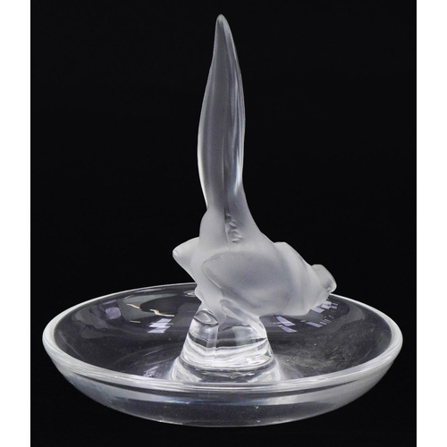 247 - Lalique frosted glass pheasant pin dish, 10cm high