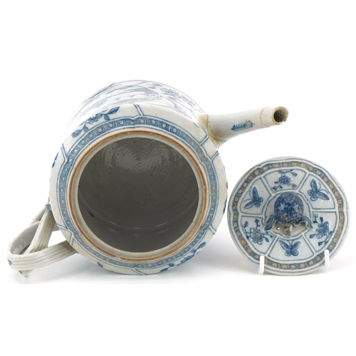 8 - 18th century Chinese porcelain teapot hand painted in the Willow pattern, 14cm high