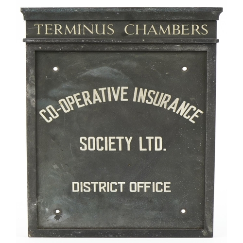 310 - Eastbourne bronze sign for the Terminus Chambers Co-operative Insurance Society Limited District Off... 