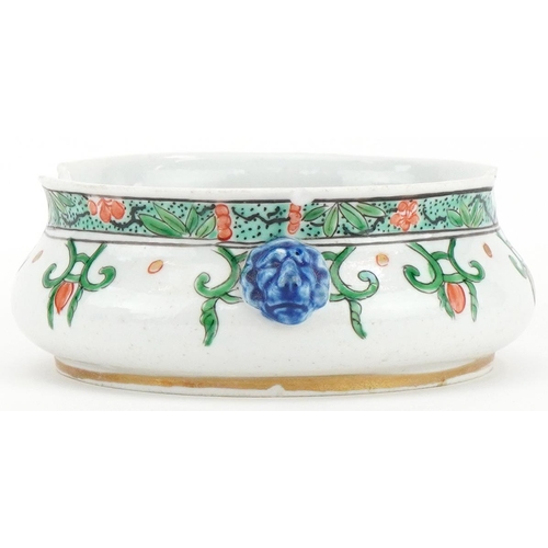 143 - European porcelain dish hand painted in the Chinese style possibly a spoon rest , 12cm wide