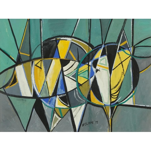 110 - Manner of Henry Cliffe - Abstract composition, oil on board, mounted in a gilt frame, 48cm x 37cm ex... 