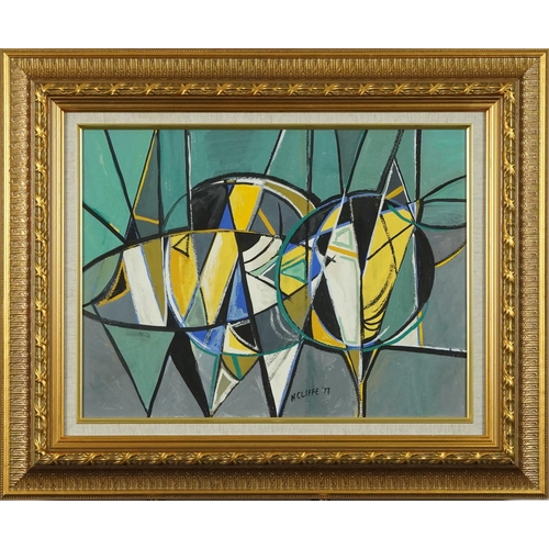 110 - Manner of Henry Cliffe - Abstract composition, oil on board, mounted in a gilt frame, 48cm x 37cm ex... 