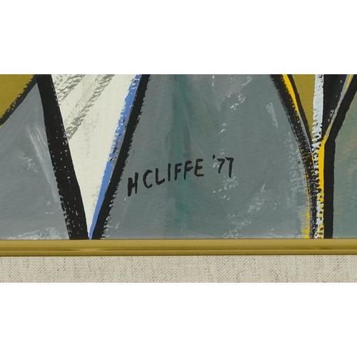 110 - Manner of Henry Cliffe - Abstract composition, oil on board, mounted in a gilt frame, 48cm x 37cm ex... 