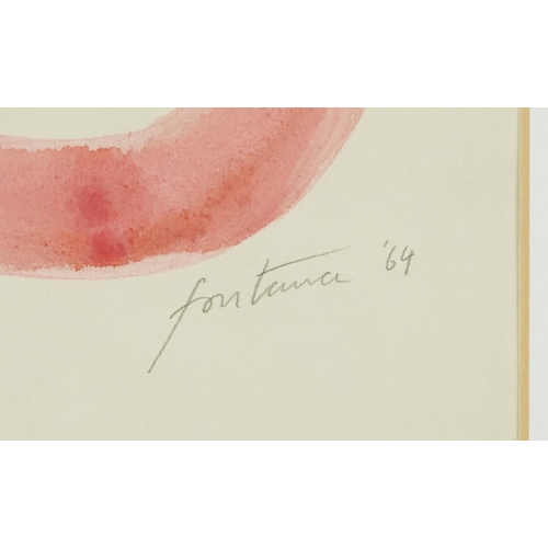 176 - Follower of Lucio Fontana - Concetto Spaziale 64, watercolour and ink on paper, mounted and framed, ... 