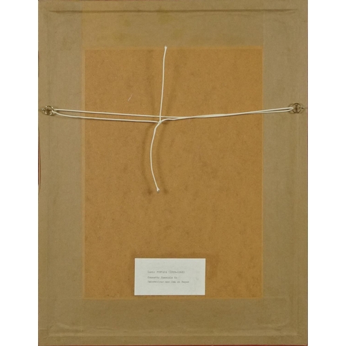 176 - Follower of Lucio Fontana - Concetto Spaziale 64, watercolour and ink on paper, mounted and framed, ... 