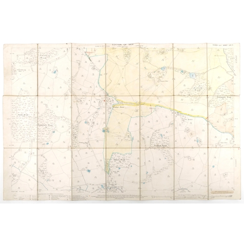 685 - Nine Edwardian coloured folding maps of Sussex farms from The Crowhurst Park Estate near Battle, Eas... 