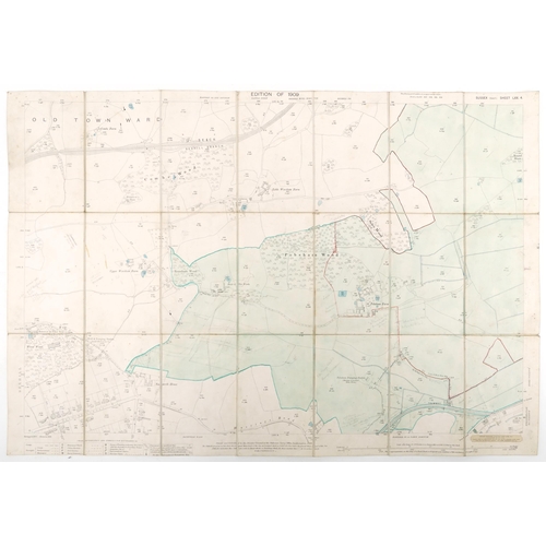 685 - Nine Edwardian coloured folding maps of Sussex farms from The Crowhurst Park Estate near Battle, Eas... 