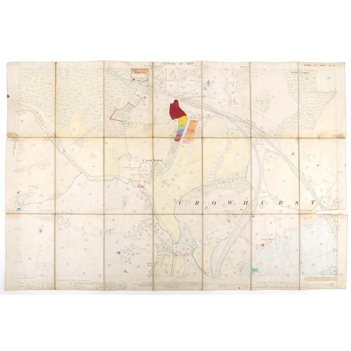 685 - Nine Edwardian coloured folding maps of Sussex farms from The Crowhurst Park Estate near Battle, Eas... 