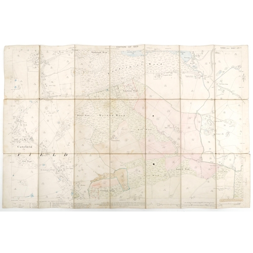 685 - Nine Edwardian coloured folding maps of Sussex farms from The Crowhurst Park Estate near Battle, Eas... 