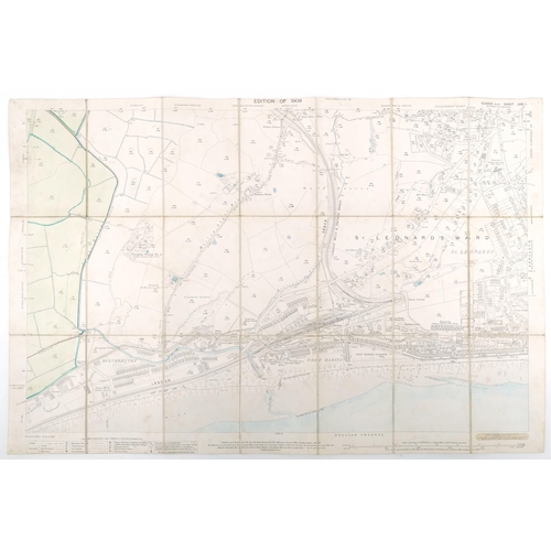 685 - Nine Edwardian coloured folding maps of Sussex farms from The Crowhurst Park Estate near Battle, Eas... 