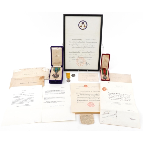 688 - Indian military interest 4th Class Order of the White Elephant medal with box along with enamel 3rd ... 