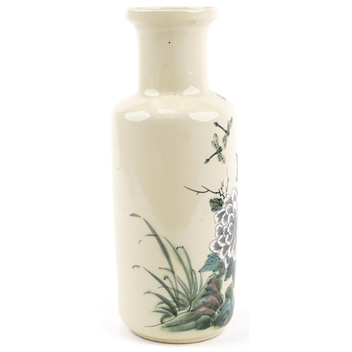 1448 - Hand painted floral pottery vase, 42cm high