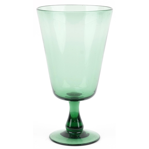 251 - Large 20th Century hand blown green glass goblet shaped vase, 36cm high