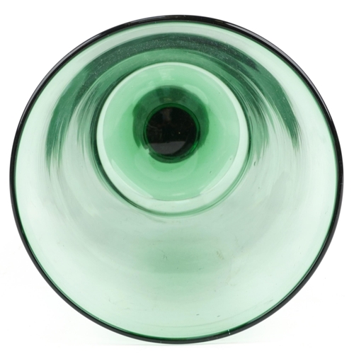 251 - Large 20th Century hand blown green glass goblet shaped vase, 36cm high