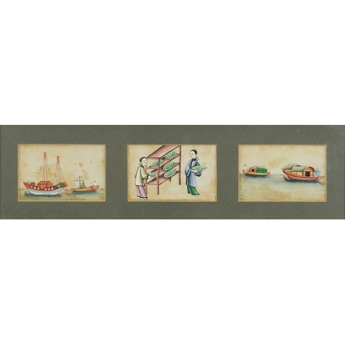 208 - Eleven hand painted Chinese watercolours onto paper, each mounted and framed, the largest 41cm x 13c... 