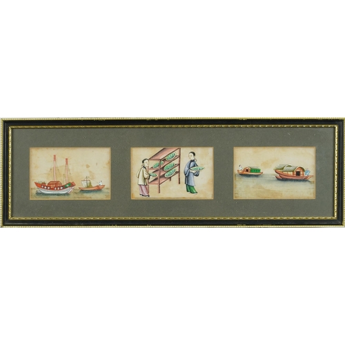 208 - Eleven hand painted Chinese watercolours onto paper, each mounted and framed, the largest 41cm x 13c... 