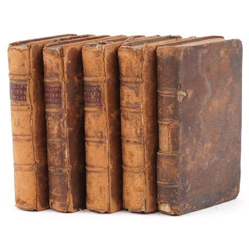 712 - 18th century Rollins Ancient History of Egyptians leather bound books , London, dated 1749