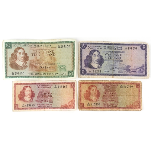 567 - South Africa banknotes including five and ten rand