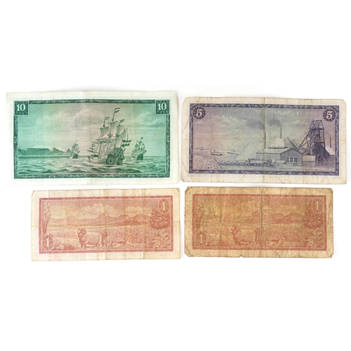 567 - South Africa banknotes including five and ten rand