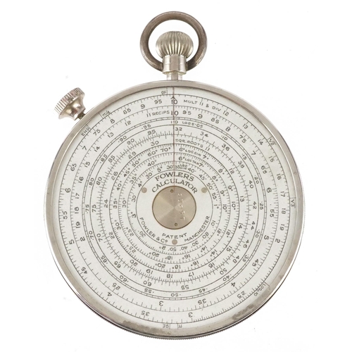 480 - Fowler & Company circular calculator, Manchester, England, 7cm in diameter excluding the case