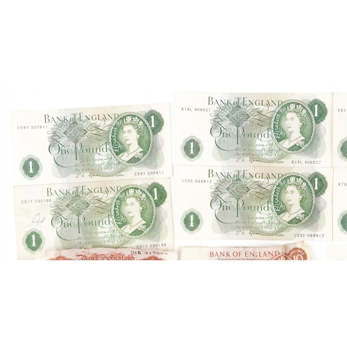 562 - Foreign and British banknotes including British one pound banknotes, Chief Cashier J S Fforde, ten s... 