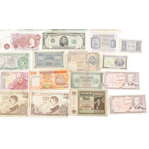 562 - Foreign and British banknotes including British one pound banknotes, Chief Cashier J S Fforde, ten s... 