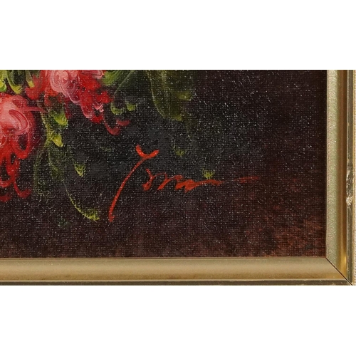 356 - Still life flowers, pair of Italian school oil on canvases, mounted and framed, each 24.5cm x 19cm e... 